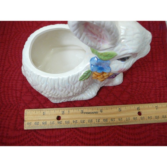 Vtg Heritage Pottery limited edition ceramic bunny planter Lusterware - Picture 7 of 7